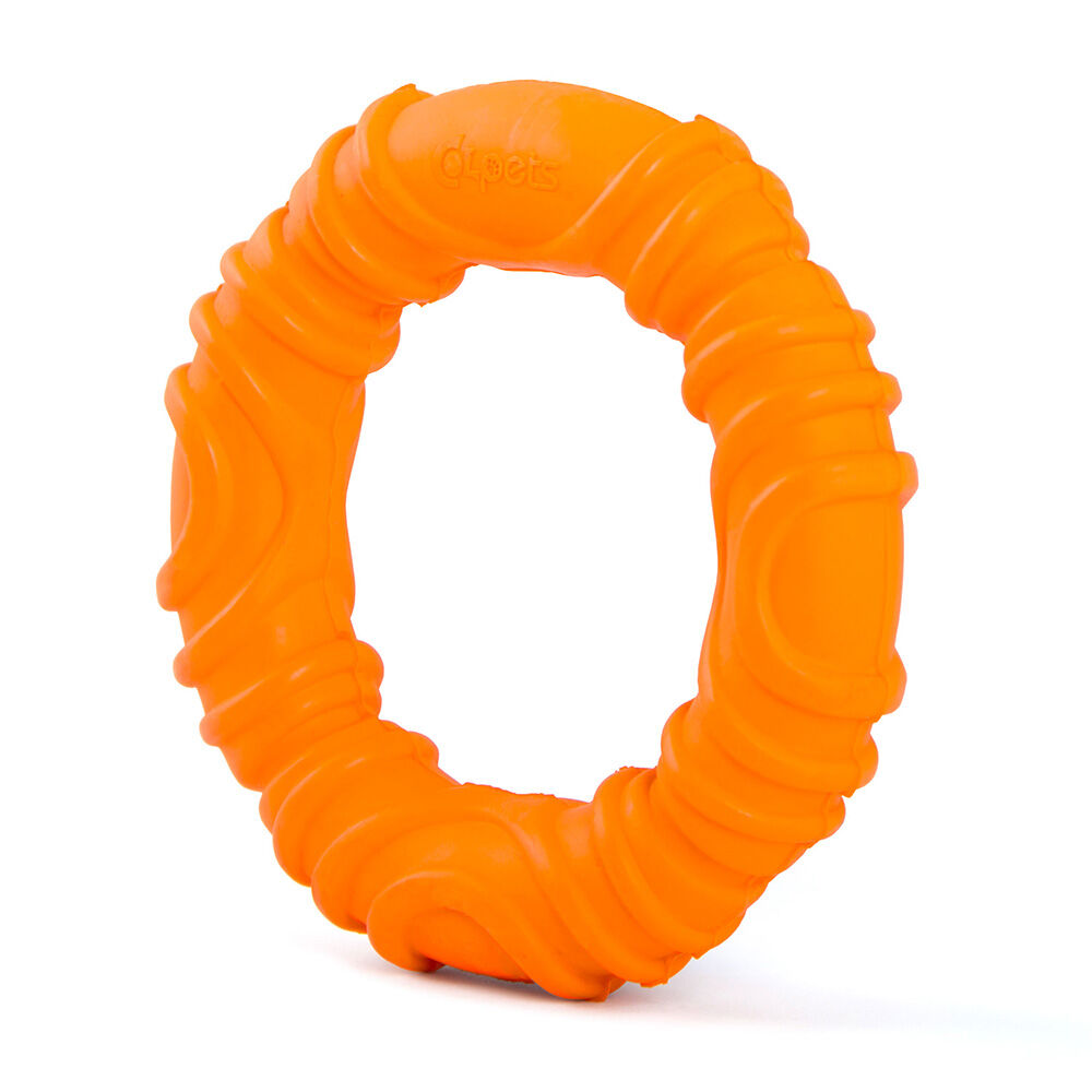image of Wavy Ring Tugger Natural Rubber Dog Chew Toy for Tug, Fetch & Dental Support, Medium