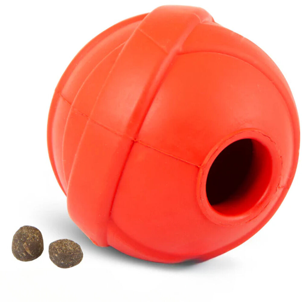 image of Red Orbits Ball Natural Rubber Dental Treat Dispensing Dog Chew Toy - Medium
