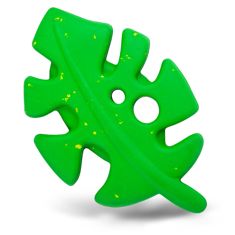 image of Leaf Shaped Natural Rubber Dog Chew Toy with Dental Benefits and Vanilla Scent for Medium Chewers, Green