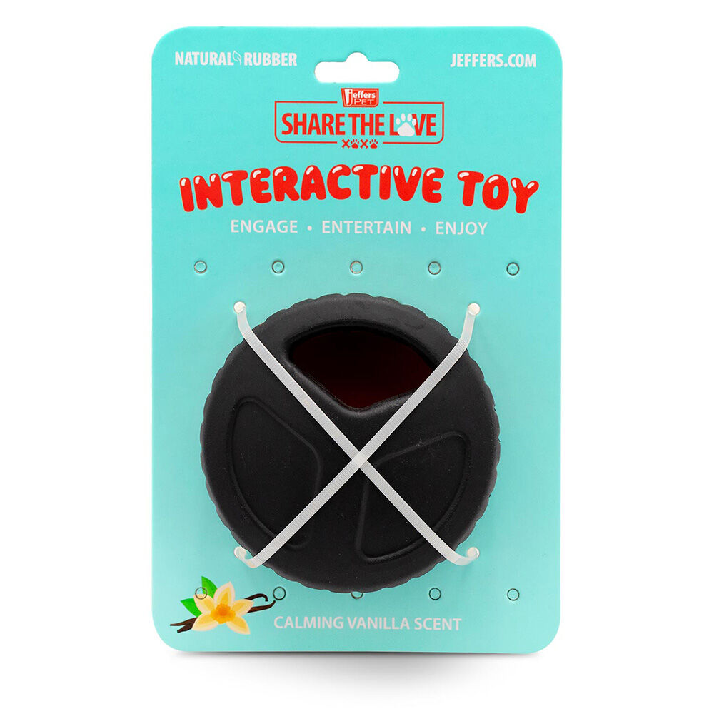 image of Red Hockey Puck Natural Rubber Treat Dispensing Dental Dog Chew Toy - Large