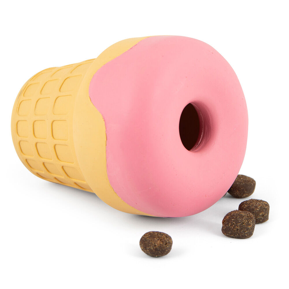 image of Ice Cream Cone Natural Rubber Stuffable Treat Dispensing Dental Dog Chew Toy - Small
