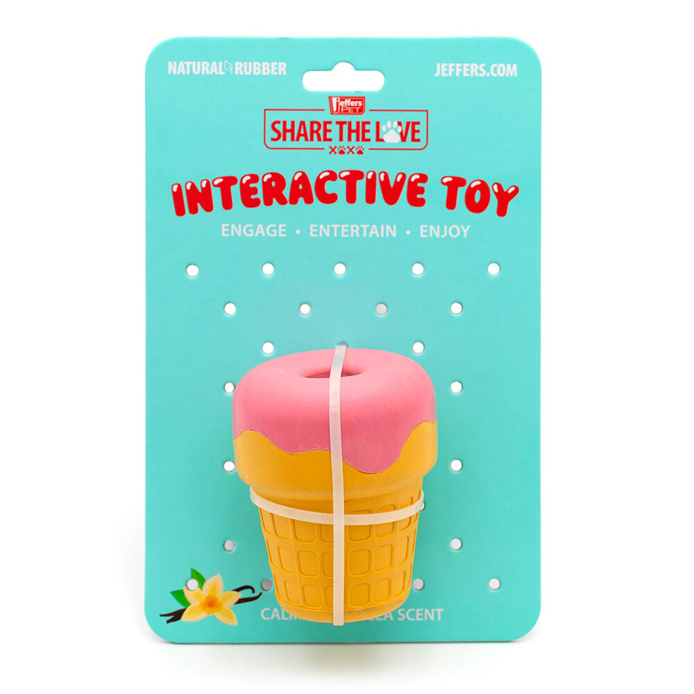 image of Ice Cream Cone Natural Rubber Stuffable Treat Dispensing Dental Dog Chew Toy - Medium