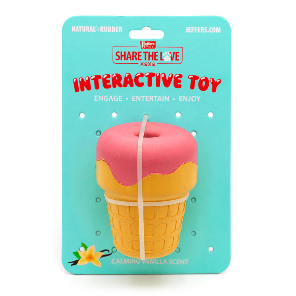 image of Ice Cream Cone Natural Rubber Stuffable Treat Dispensing Dental Dog Chew Toy - Large