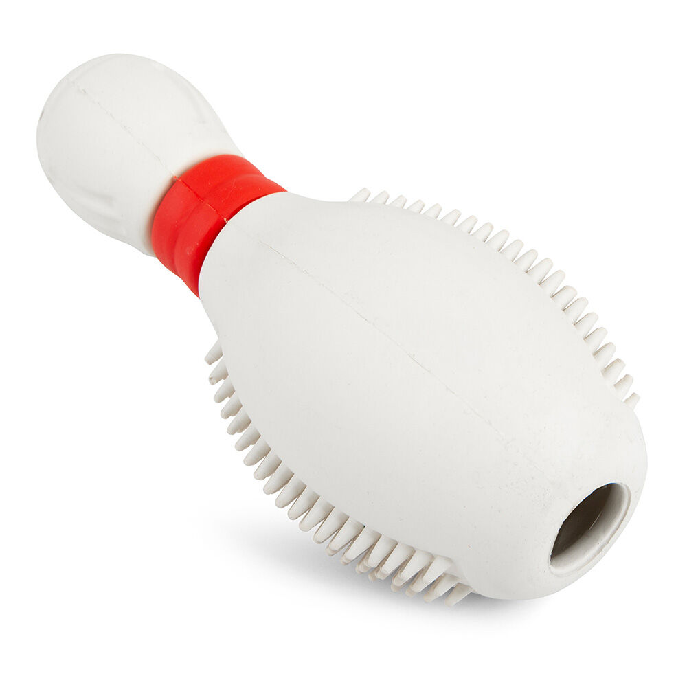 image of Bowling Pin Natural Rubber Treat Dispensing Dental Chew Toy for Dogs - Medium