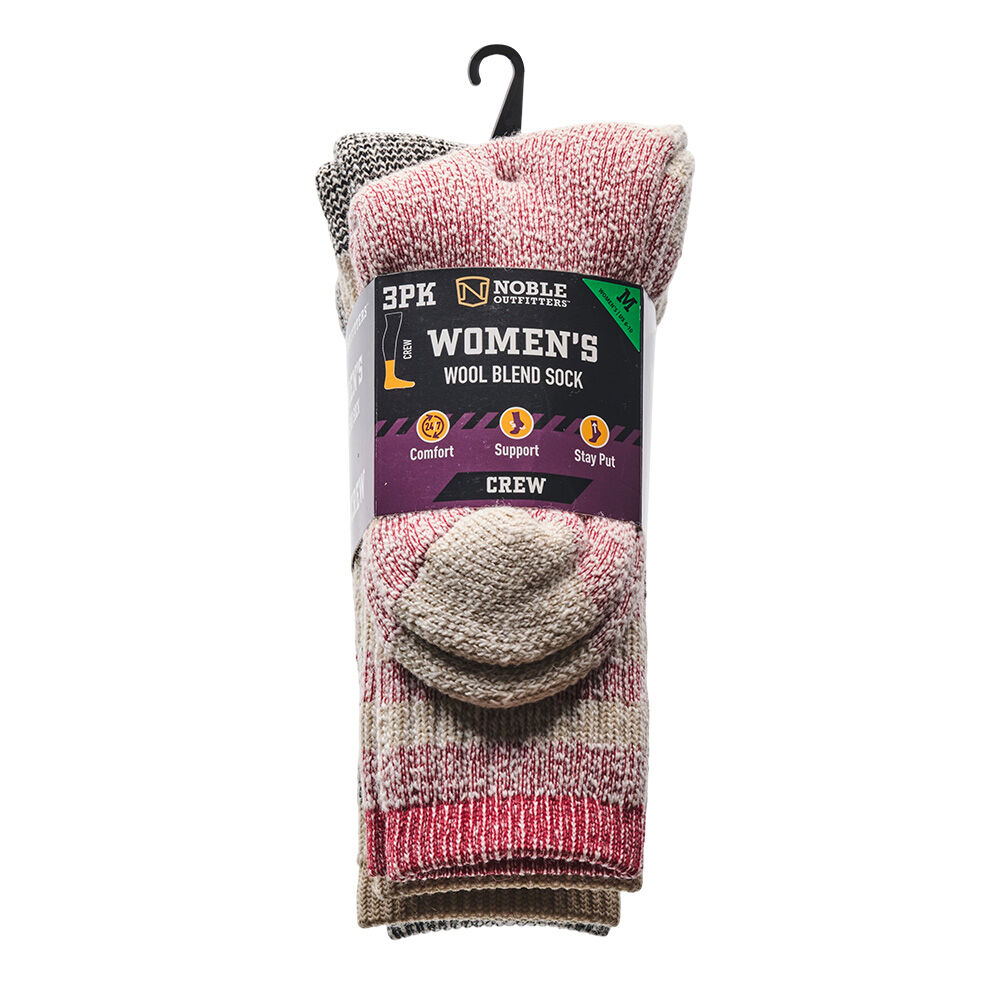 image of Women's Wool Blend Crew Sock, 3 pk, Chamoy Multi