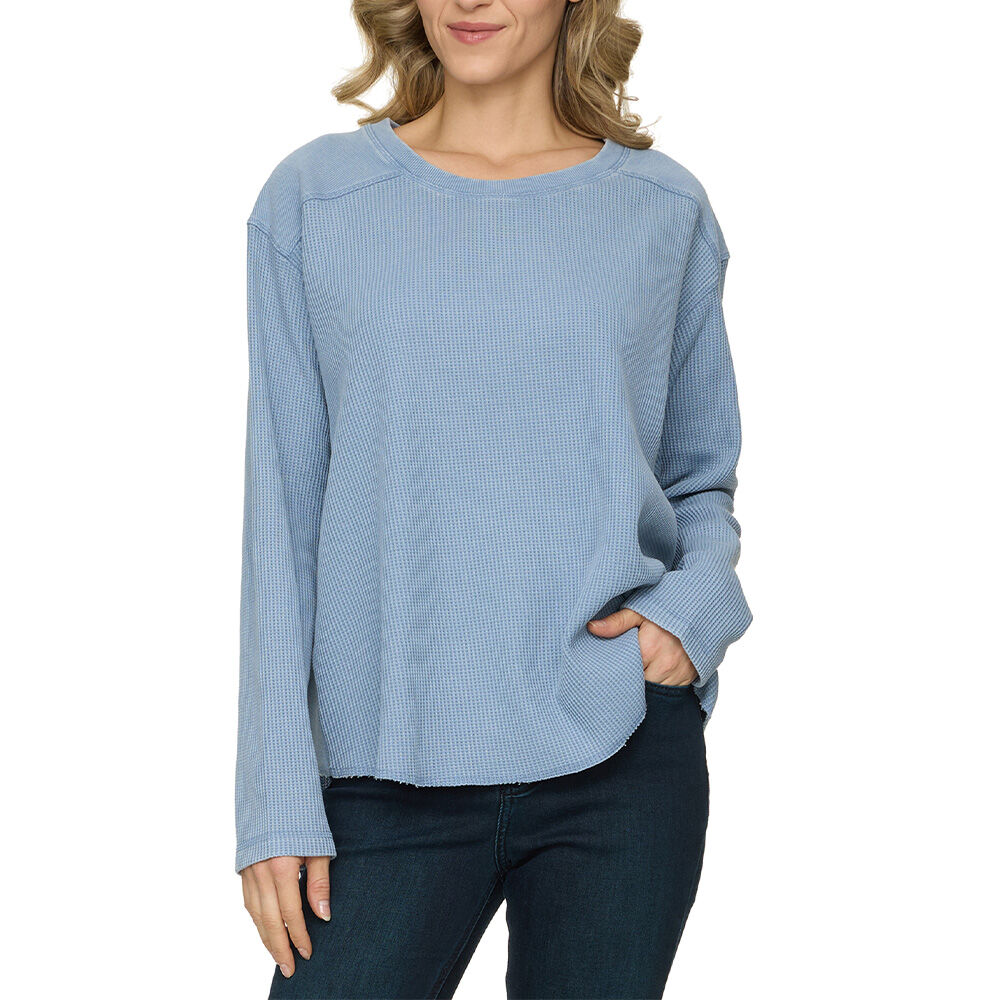image of Women's Dawn Long Sleeve Henley Shirt, Blue
