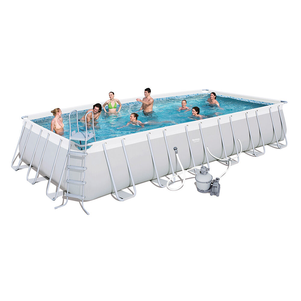 image of Power Steel Rectangular Pool Set, 24 ft x 12 ft x 52 in