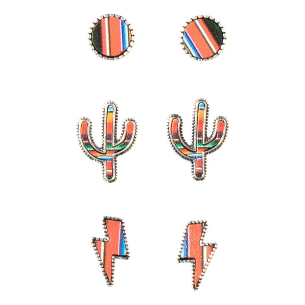 image of Women's Cactus Serape Earrings, 3 pk