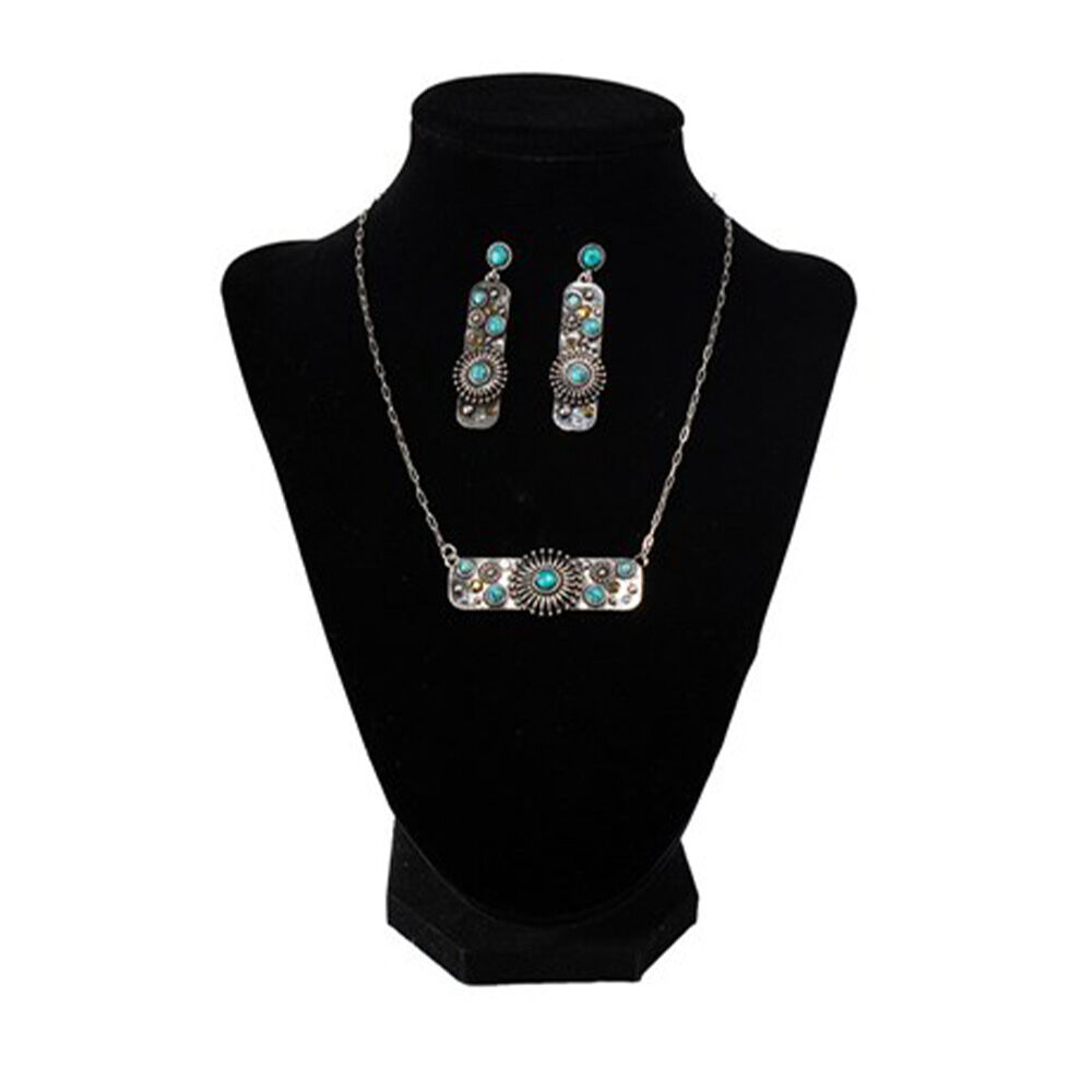 image of Women's Turquoise Flower Bar Jewelry Set