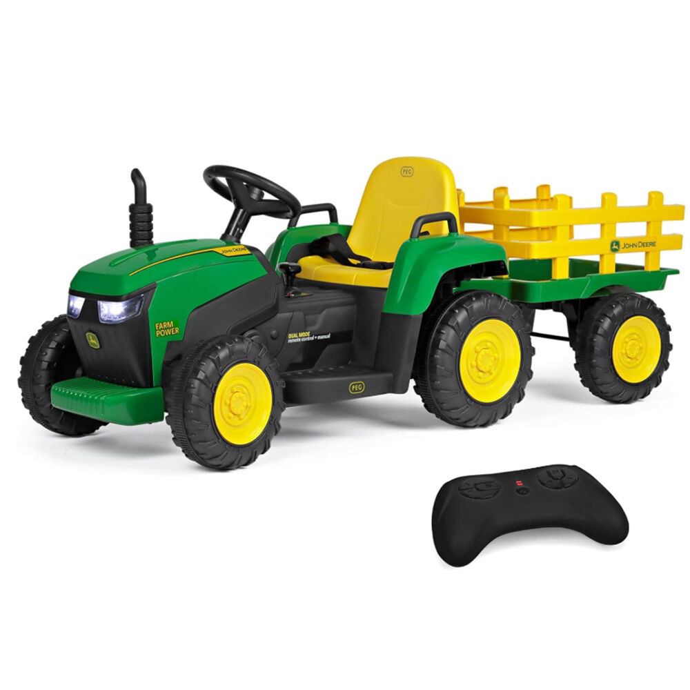 image of 12 Volt Ride-on Tractor and Trailer with Remote Control