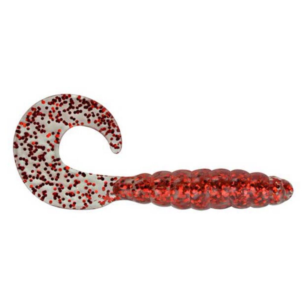 image of 3 in Curly Tail Grub Fishing Lure, Clear/Red Flake, 10 ct