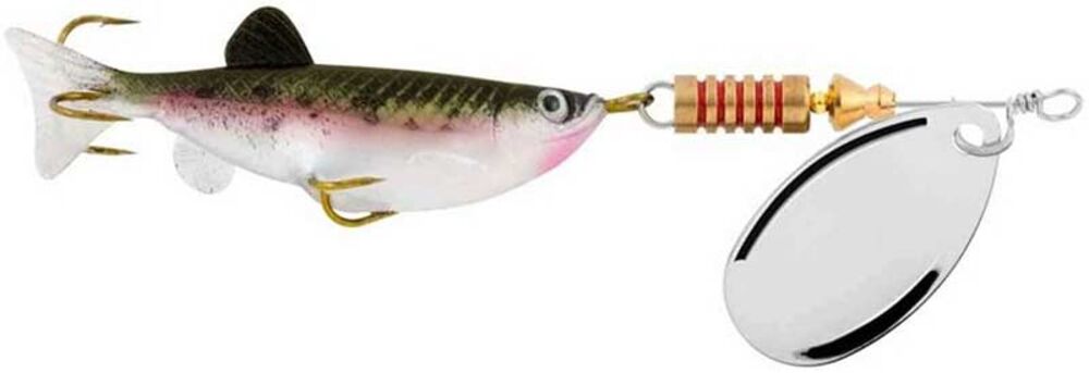 image of Silver/Rainbow Trout #2 Mini Spinner Fishing Lure, 1/4 oz