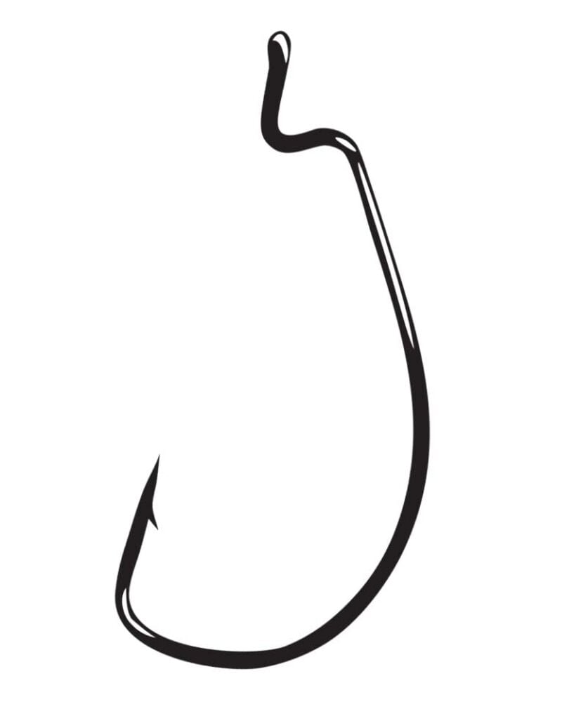 image of Black EWG Offset Shank Worm Hook, #1/0, 6 pack