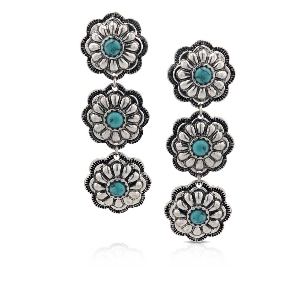 image of Triple Bloom Conchos Turquoise Attitude Earrings