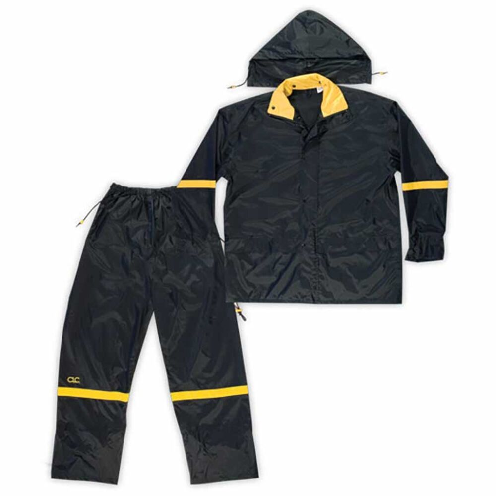 image of 3-Piece Deluxe Black Nylon Rain Suit