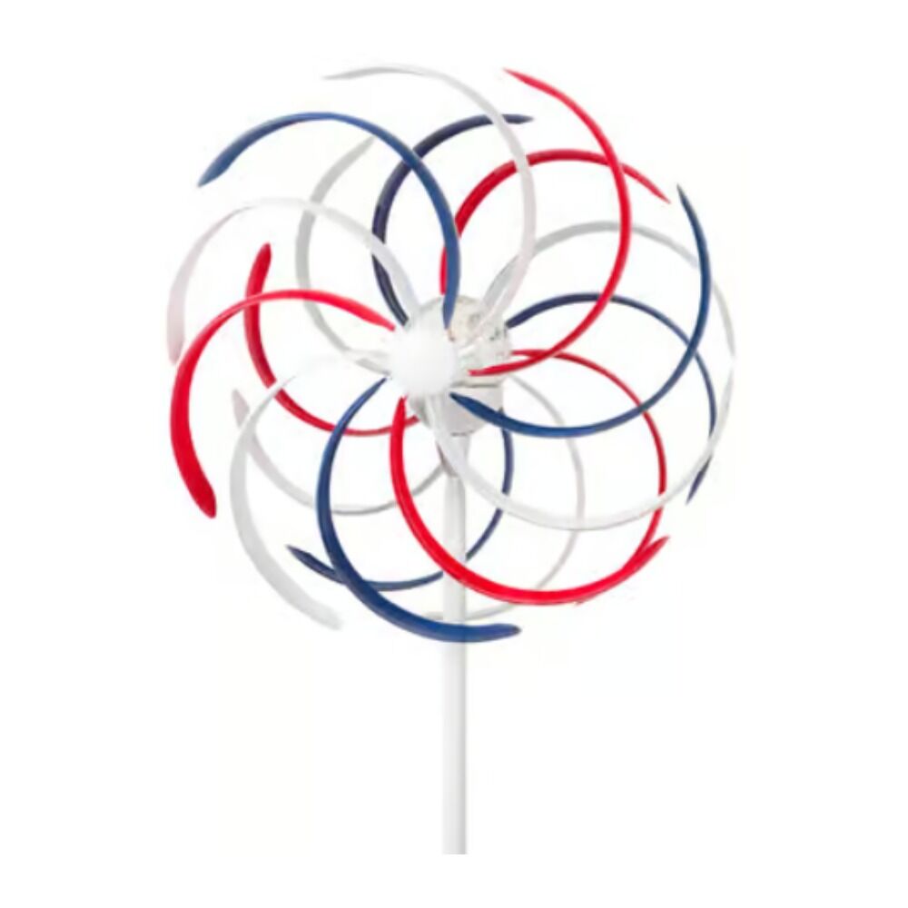 image of Patriotic Solar Windmill Stake