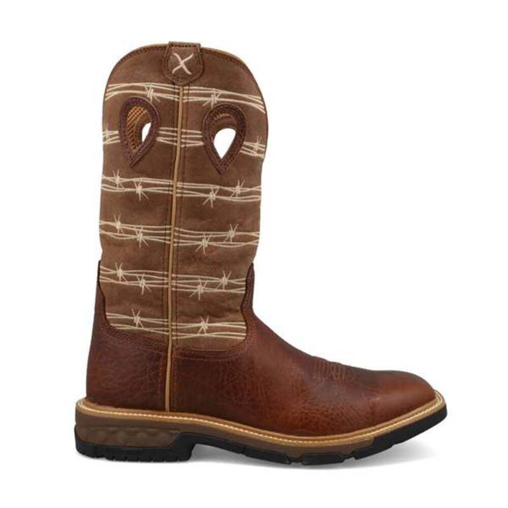 image of Men's 12 in. Western Work Boot- Rustic Brown and Lion Tan