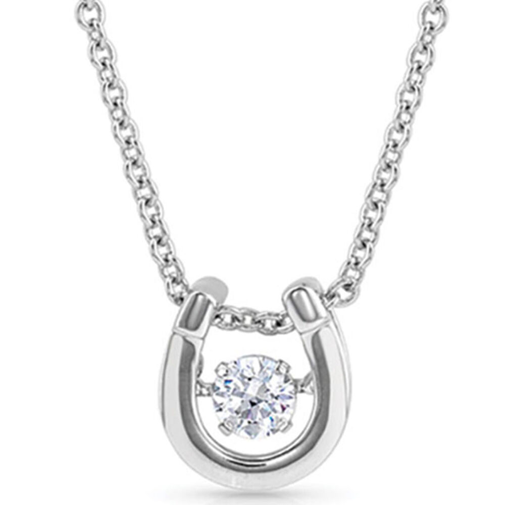 image of Dancing Birthstone Horseshoe Necklace, April