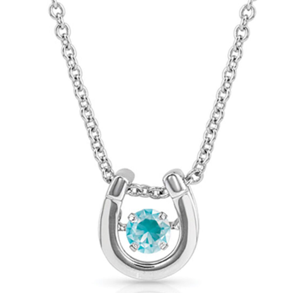 image of Dancing Birthstone Horseshoe Necklace, December