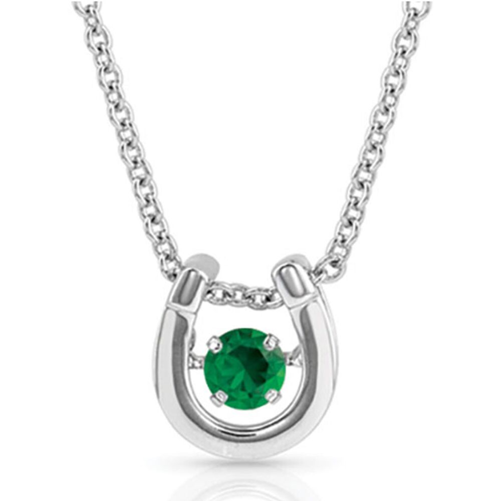 image of Dancing Birthstone Horseshoe Necklace, May