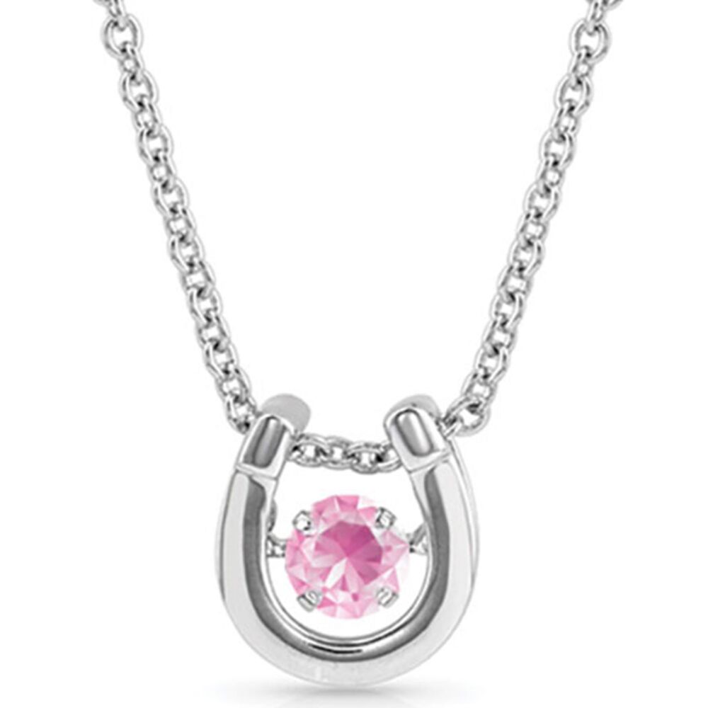 image of Dancing Birthstone Horseshoe Necklace, October
