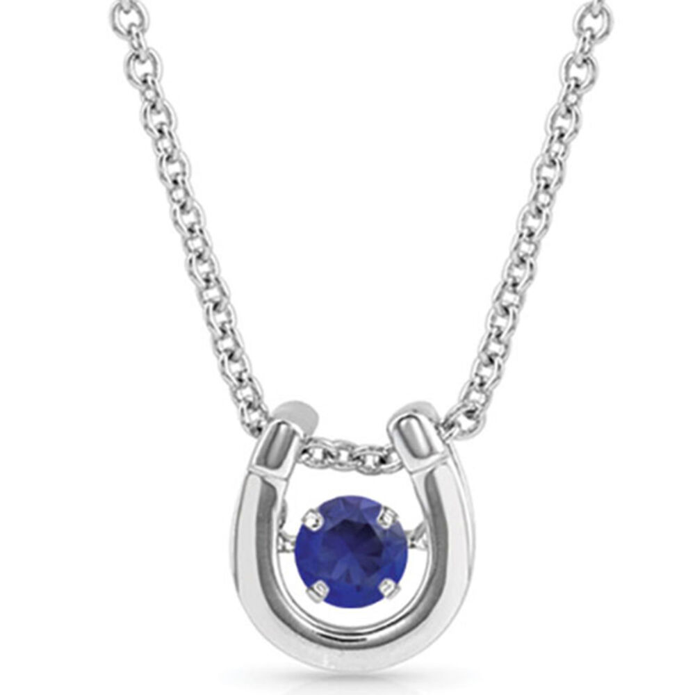 image of Dancing Birthstone Horseshoe Necklace, September