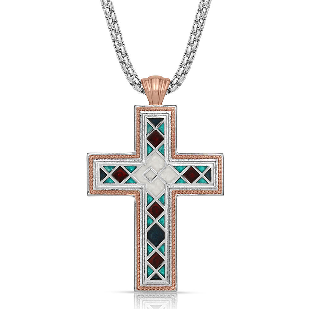 image of American Legends Mosaic Cross Necklace