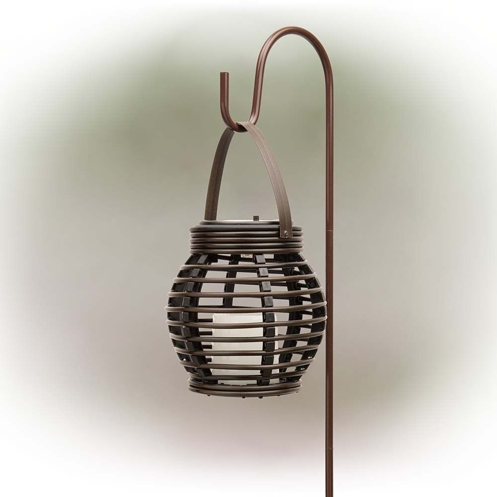 image of Solar LED Candle Lantern, Brown