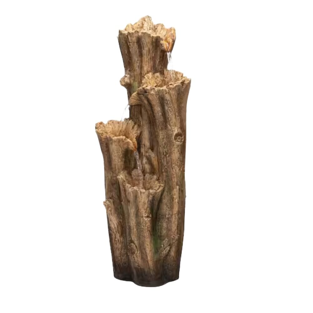 image of 4 Tiered Cascading Tree Bark Water Fountain with LED Lights