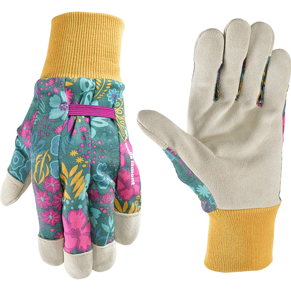 image of Women's Cowhide Leather Palm Knit Wrist Gloves